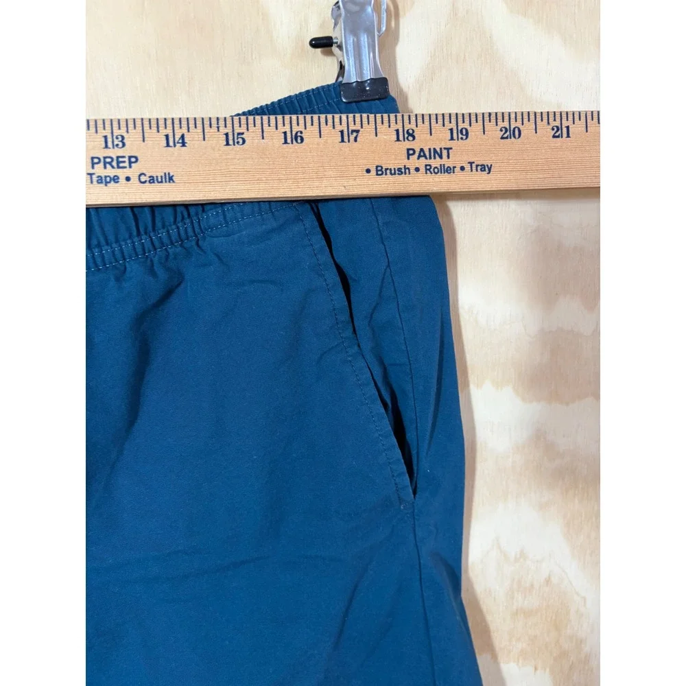 Banana Republic Mens Deck Shorts Teal Blue Elastic Drawstring Cotton Stretch L‎